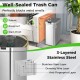 Slim 13.2 Gal kitchen trash can in silver with wing lids, made of rustproof stainless steel, ideal for narrow spaces.