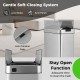 Slim 13.2 Gal stainless steel kitchen trash can with wing lids, featuring a gentle soft-closing system and stay open.