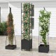 Black garden obelisk trellis with self-drainage system, ideal for climbing plants like roses and jasmine, suitable for.