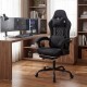 Gaming chair in black with an ergonomic design, featuring plush padding and a 90°-135° reclining backrest for.