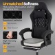Gaming chair with adjustable height, headrest, and lumbar support, featuring premium leathaire for long gaming hours.