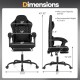Gaming chair dimensions showing adjustable height, ergonomic design, and 330 lbs capacity for optimal comfort and.