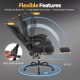 Gaming chair with adjustable height, reclining backrest, and retractable footrest for optimal comfort during gaming.