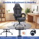 Gaming chair with adjustable height, headrest, and lumbar support, featuring a sturdy base and smooth casters for.