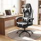 Gaming chair in black with padded linkage armrests and 90°-135° reclining backrest for versatile comfort.