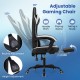 Side view of the adjustable gaming chair with headrest, featuring reclining backrest and retractable footrest for.