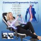 Gaming chair with ergonomic design, adjustable headrest, lumbar support, and padded armrests for optimal comfort.