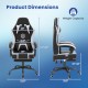 Gaming chair dimensions showing adjustable height, ergonomic design, and 330 lbs weight capacity for optimal comfort.