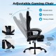 Adjustable gaming chair in black with headrest, footrest, and 360° swivel for ergonomic support during gaming or work.