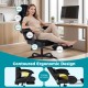 Gaming chair with ergonomic design, headrest, lumbar support, and adjustable footrest for optimal comfort during gaming.