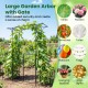 Large garden arbor with gate and planter boxes, featuring a sturdy metal frame for climbing plants and decorative use.