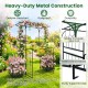 Garden arbor with gate and planter boxes, featuring a heavy-duty metal frame and side trellis for climbing plants.