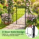 Garden arbor with double-door gate design, featuring a heavy-duty metal frame and side trellis for climbing plants.