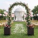 Garden arch trellis with self-watering planter boxes in black, perfect for outdoor events and supporting climbing.