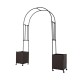 Garden arch trellis with two self-watering planter boxes in black, designed for climbing plants and easy mobility.