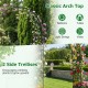 Garden arch trellis with two side trellises and self-watering planter boxes, ideal for climbing plants and outdoor.