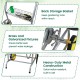 Garden hose reel cart with storage basket, heavy-duty metal construction, and brass fixtures for durability and leak.