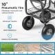 10" pneumatic tire of the gray garden hose reel cart, designed for stability and maneuverability on various terrains.