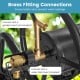Brass fitting connections on the garden hose reel cart ensure a better seal and prevent water leakage for efficient use.