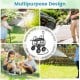 Garden hose reel cart with 4 wheels and storage basket, ideal for watering plants, washing cars, and bathing pets.