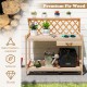 Garden potting bench with lattice trellis, made of premium fir wood, featuring spacious countertop and ample storage.