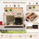 Garden potting bench with lattice trellis, featuring a spacious countertop, slide-out drawer, and ample storage for.