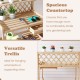 Wooden garden potting bench with spacious countertop and versatile trellis, perfect for displaying plants and.