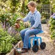 Garden rolling workseat in blue with a 360° swivel seat, adjustable height, and premium wheels for easy mobility in the.
