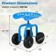 Garden rolling workseat in blue with 360° swivel seat, adjustable height, and 7" wheels for easy mobility in the garden.