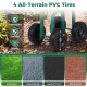 Garden rolling workseat with 7" all-terrain PVC tires, featuring a green frame and adjustable height for outdoor use.