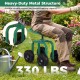 Garden rolling workseat with 360° swivel seat, adjustable height, and heavy-duty metal structure for outdoor use.
