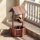Wooden wishing water fountain with pump, featuring durable fir wood, perfect for garden or patio decor.