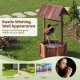 Wooden wishing water fountain with pump, featuring rustic design, perfect for garden or patio decoration.