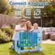 Giant 4-to-Score game set in blue with family playing, featuring integrated games and child-friendly design for outdoor.