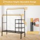 Rolling double rods garment rack with height adjustable bars in golden, featuring tool-free adjustment and lockable.