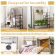 Rolling double rods garment rack in golden finish with adjustable bars, ideal for laundry and versatile indoor/outdoor.