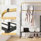Rolling garment rack featuring height adjustable golden rods, heavy-duty carbon steel, and anti-falling devices for.