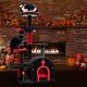 Gothic cat tree with a wide top perch, black and red design, and an arch-shaped condo for playful cats.