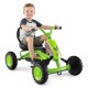 Green go-kart for kids featuring adjustable seat, anti-slip pedals, and sturdy design for safe outdoor fun.