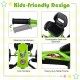 Go Kart for Kids in green with adjustable seat, steering handlebars, and heavy-duty metal frame for safe outdoor fun.