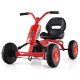Red go-kart for kids featuring adjustable seat, anti-slip pedals, and sturdy metal frame for safe outdoor fun.