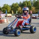 Kids' go-kart with adjustable seat, multi-terrain wheels, and safety features for outdoor fun and driving enjoyment.