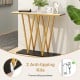 Gold entryway table with faux marble top and metal frame, featuring anti-tipping kits for added stability and safety.