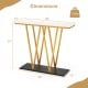 Gold entryway table with faux marble top and metal frame, measuring 40"x12", ideal for narrow spaces and stylish decor.