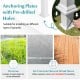 Anchoring plates with pre-drilled holes for securing the outdoor pergola on various ground types, includes 8 metal.