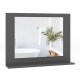 Rectangle bathroom mirror with gray wood frame and shelf, ideal for space-saving in bathrooms or living areas.