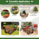 Wooden wagon planter box with wheels in rustic brown, ideal for outdoor planting or as a decorative cart indoors.