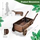 Wooden wagon planter box with wheels, rustic brown finish, dimensions 32" x 15.5", ideal for indoor and outdoor use.
