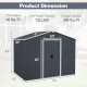 Dimensions of the Outside Storage Shed with Lock Air Window, featuring a 40 sq. ft. floor space and 200 cu. ft. storage.
