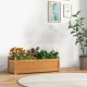 Wooden rectangular garden bed made of fir wood with drainage system, ideal for flowers in garden or balcony.